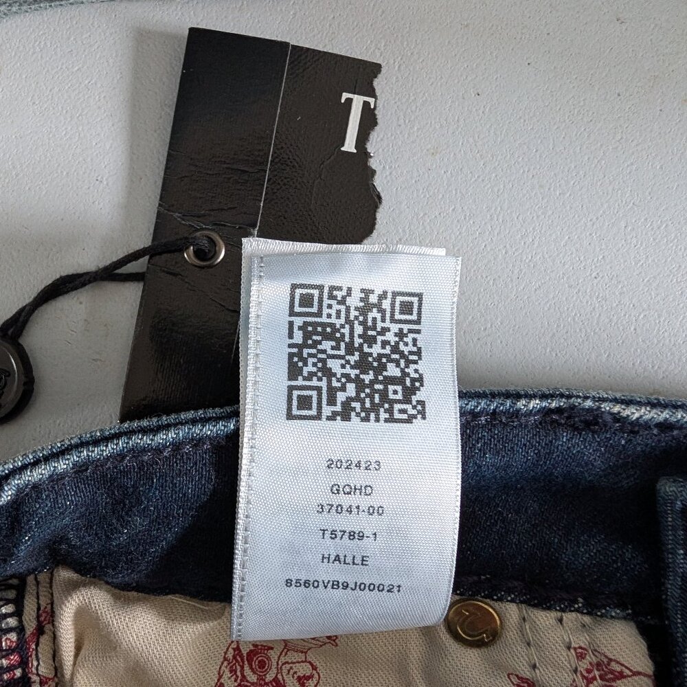 True Religion Halle Mid Rise Super Skinny Jeans Dark Blue Wash Size 24 Y2K Denim - Picture 12 of 12